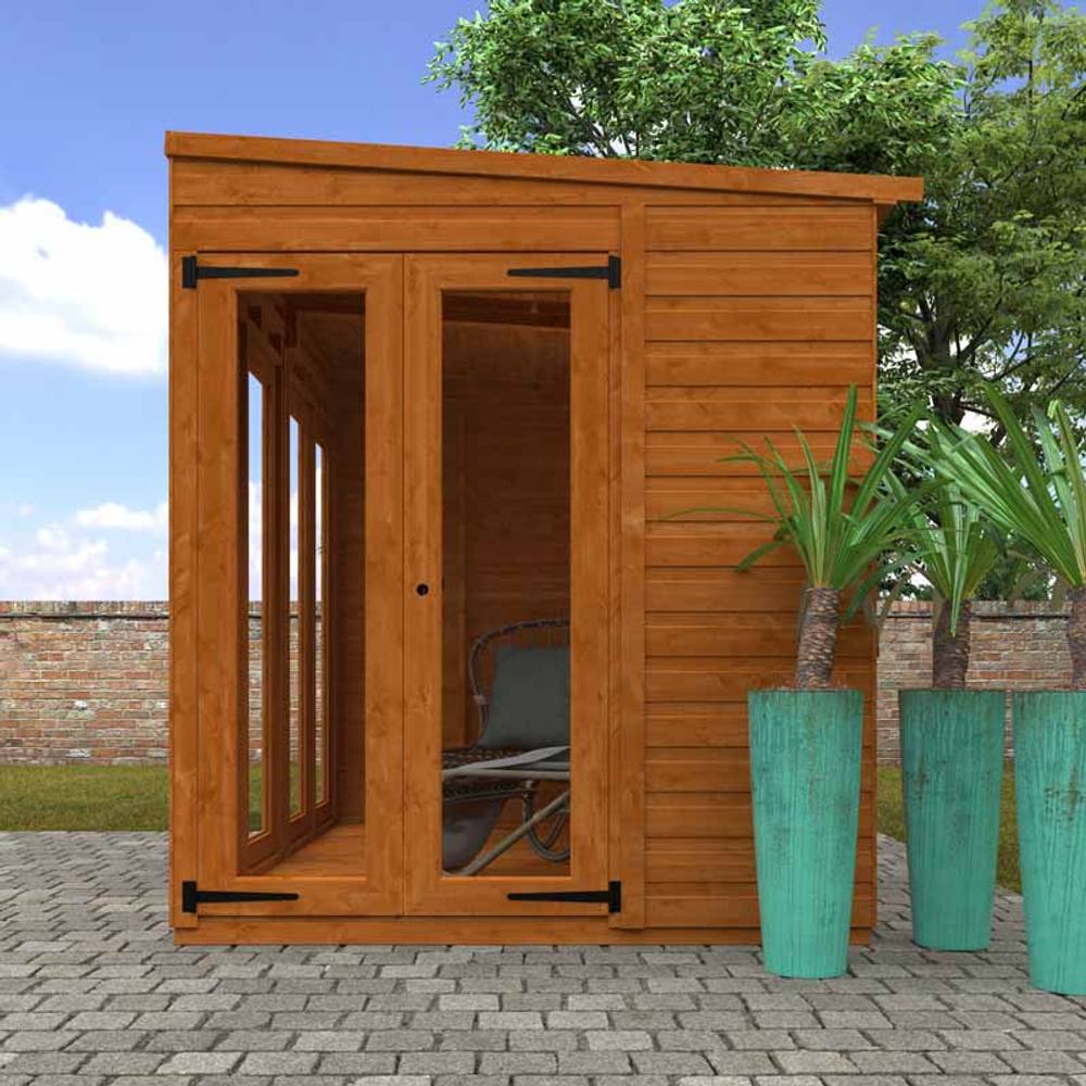 Buttercup Farm 8x6 Flex Pent Full Pane Summerhouse 12mm Flex - L238.8xW175xH203 cm in Burnt Orange 3