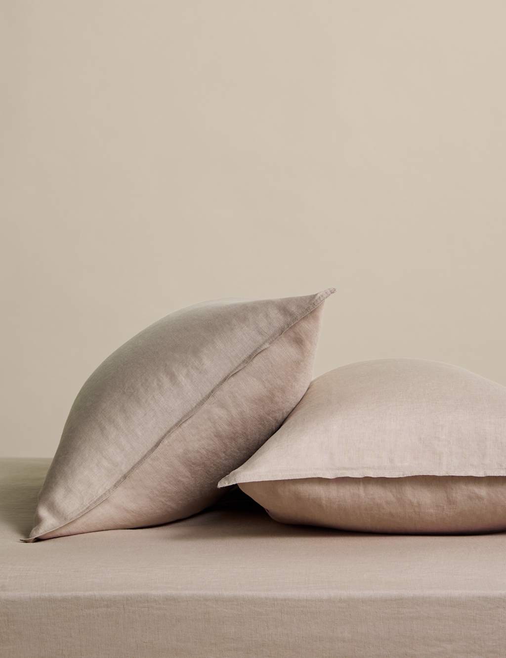 M&S 2 Pack Pure Linen Standard Pillowcases Putty