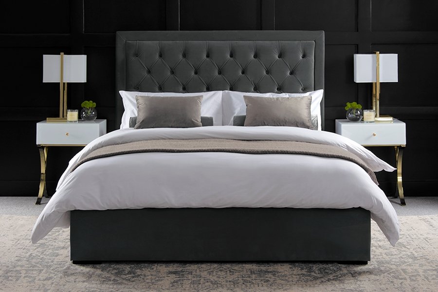 ZENO Upholstered Bed - Midnight Grey