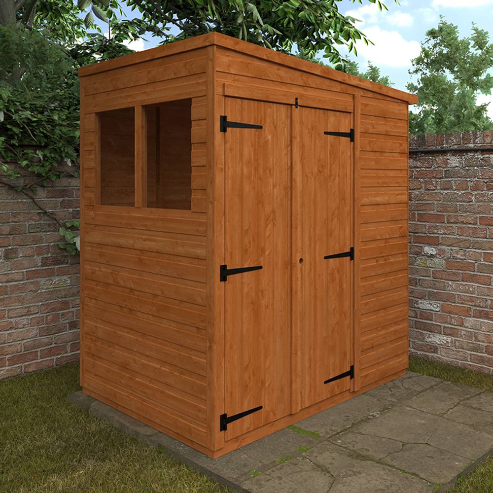 Buttercup Farm 4x6 Flex Pent Double Door 12mm Flex - L123.8 x W175 x H203 cm in Burnt Orange 2