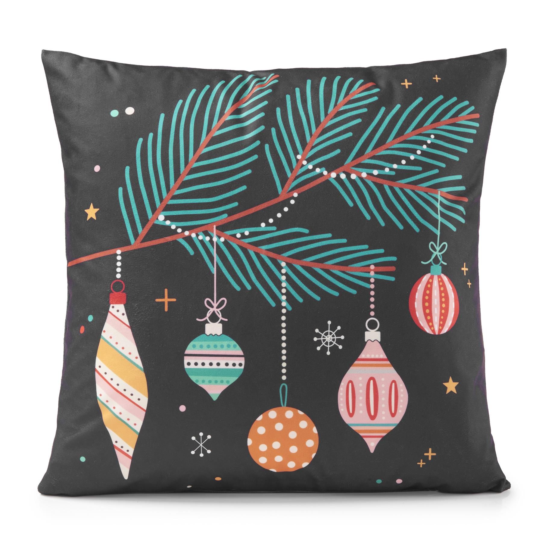 Luxury Living Christmas Baubles Decorative Cushion With Pad 45cm x 45cm in Black