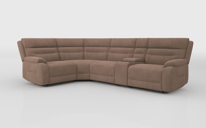 Beige Fabric Fenton 1 Corner 3 Sofa with Media Console