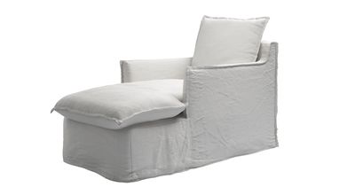 Isaac Chaise Armchair in Alabaster Brushed Linen Cotton - sofa.com