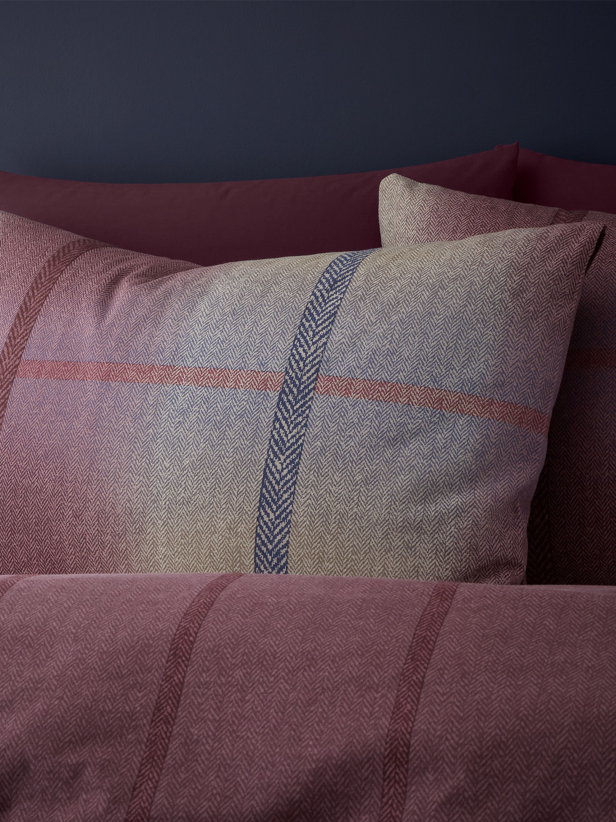 Catherine Lansfield 'Brushed Cotton Melrose Tweed Check' Duvet Cover Set in Plum 3