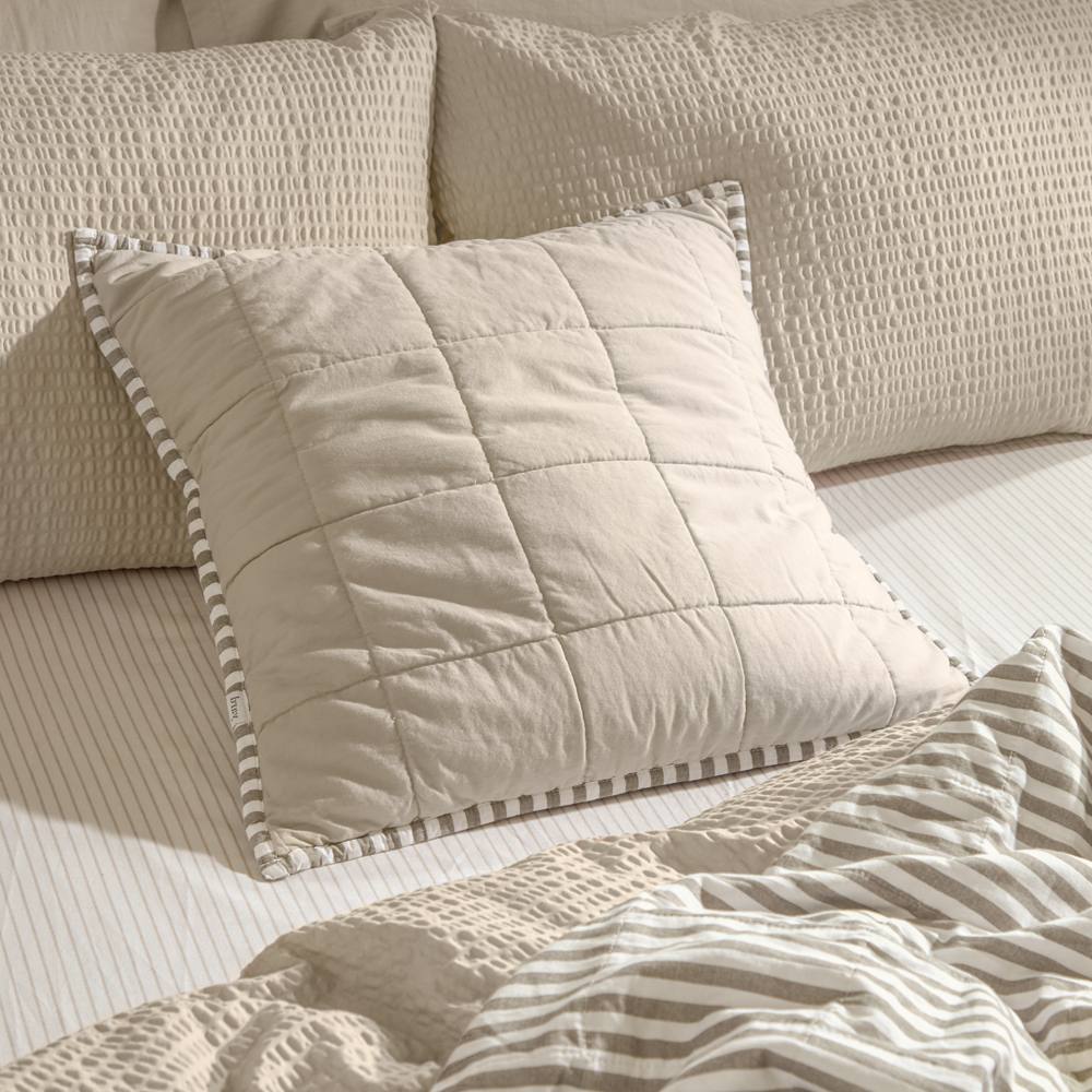 Yard Hebden Striped 100% Cotton Cushion in Stone