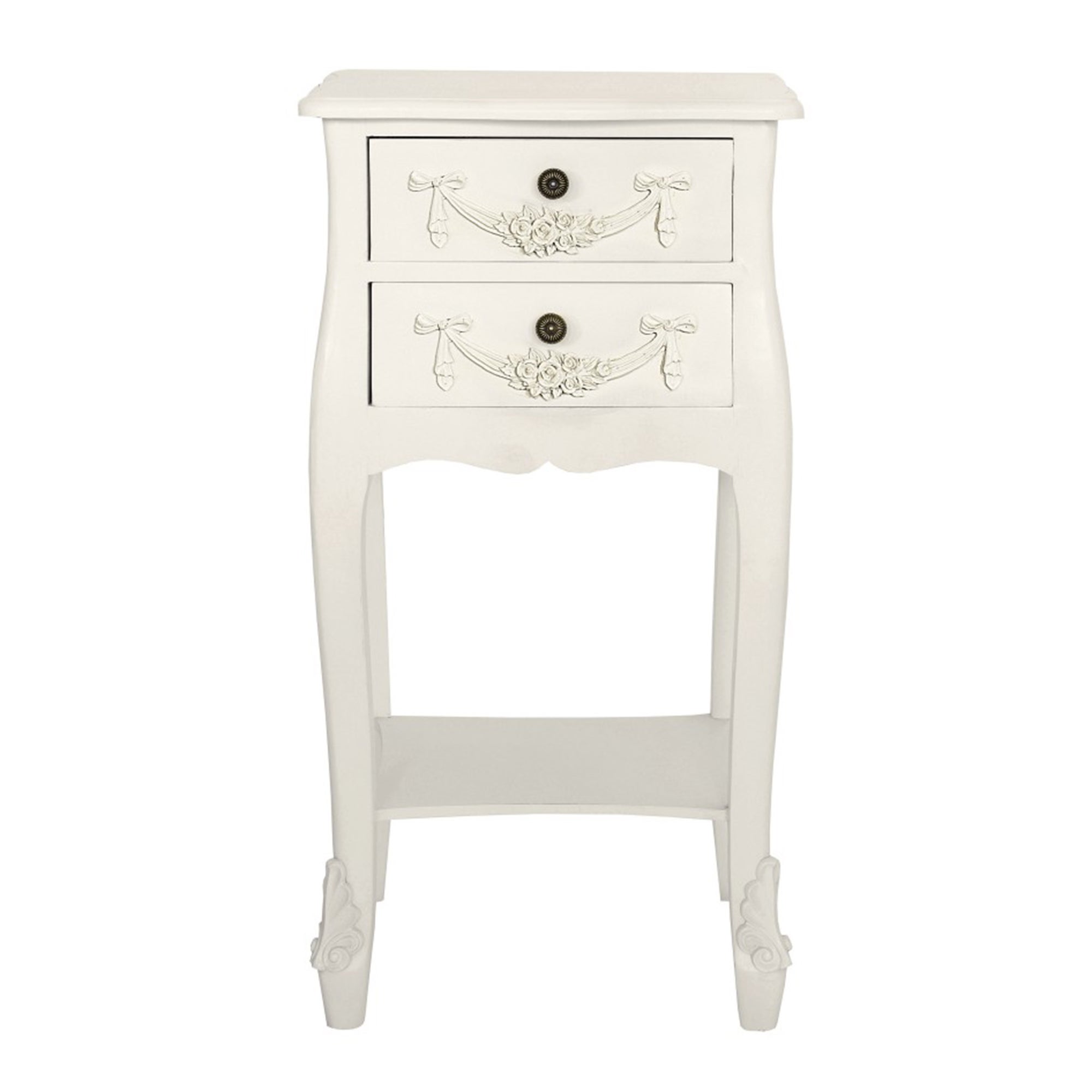 Toulouse Ivory 2 Drawer Bedside Table White