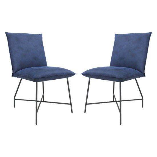 Lukas Indigo Blue Fabric Upholstered Dining Chairs In Pair