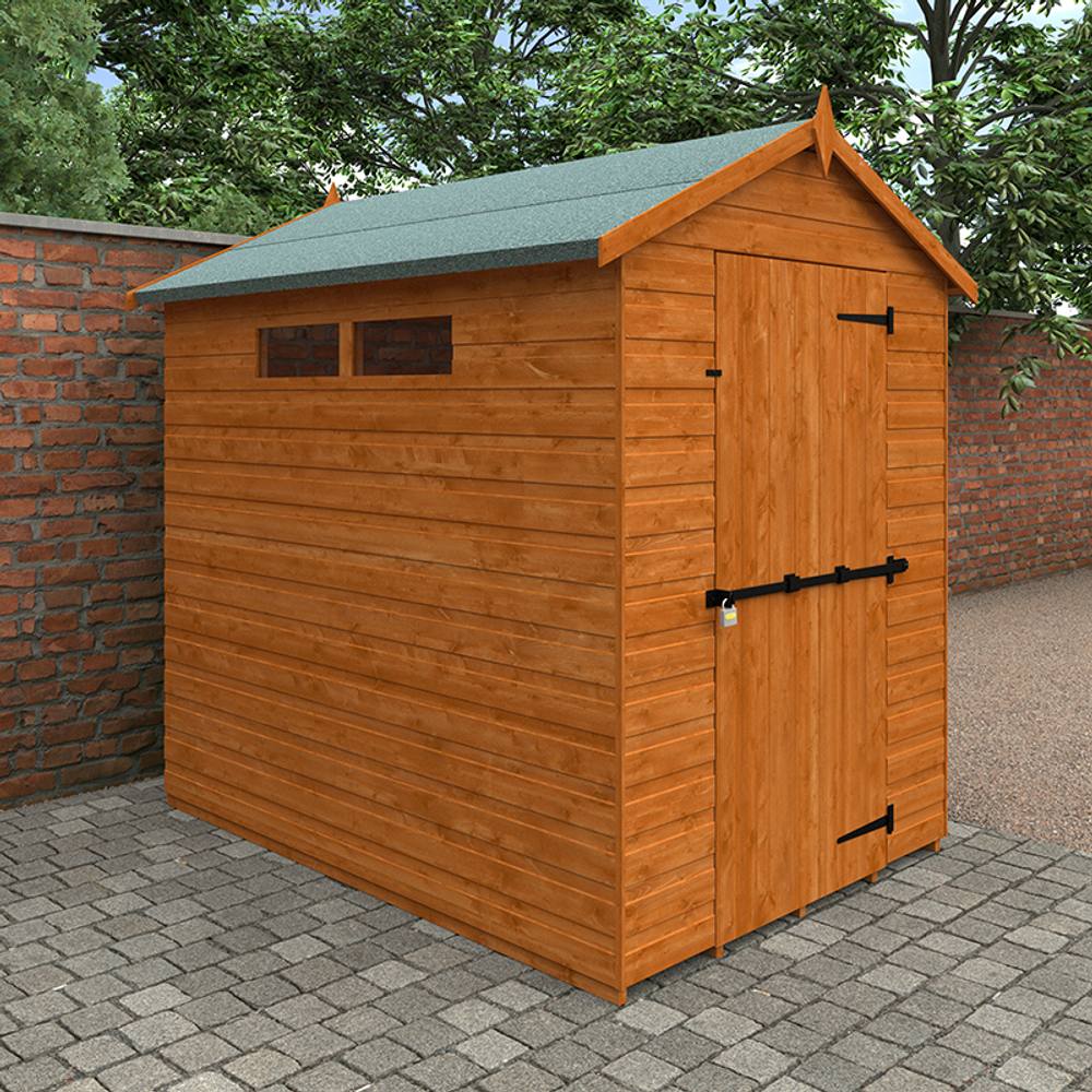 Buttercup Farm 7 x 5 Feet Security Apex 12mm Shed - Solid Wood/Softwood/Pine in Burnt Orange 2