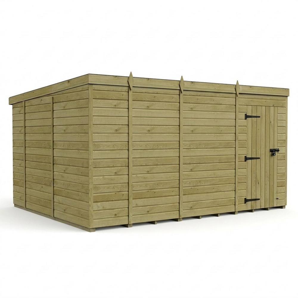 Buttercup Farm 13ft x 10ft Pent Garden Shed Single Door No Windows - Timber in Brown