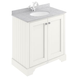 Bayswater Victrion Pointing White Traditional Freestanding Vanity Unit & Grey Marble Top Basin - 800mm