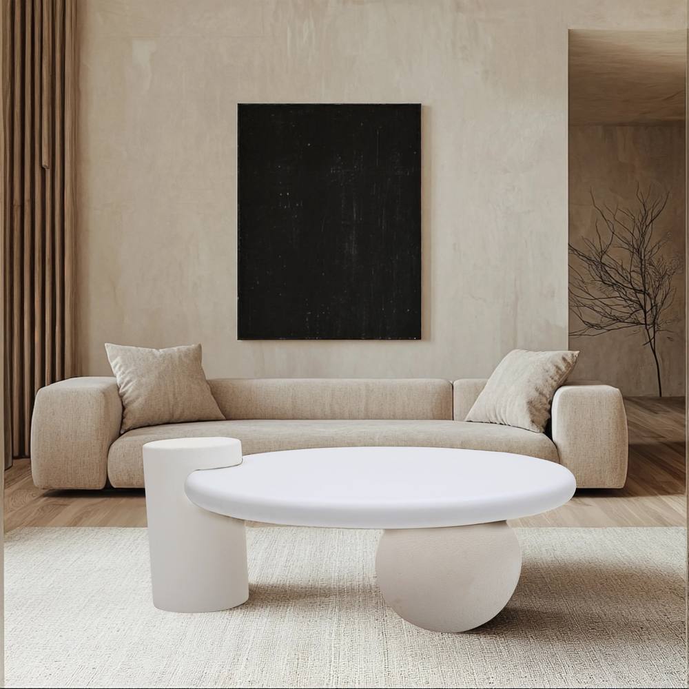 IH Design Udaipur Modern Abstract Coffee Table in White