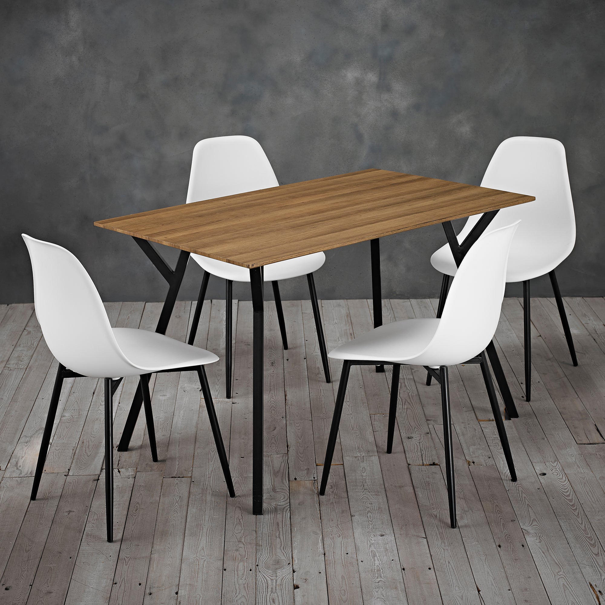 Lisbon 4 Seater Dining Set Brown and White