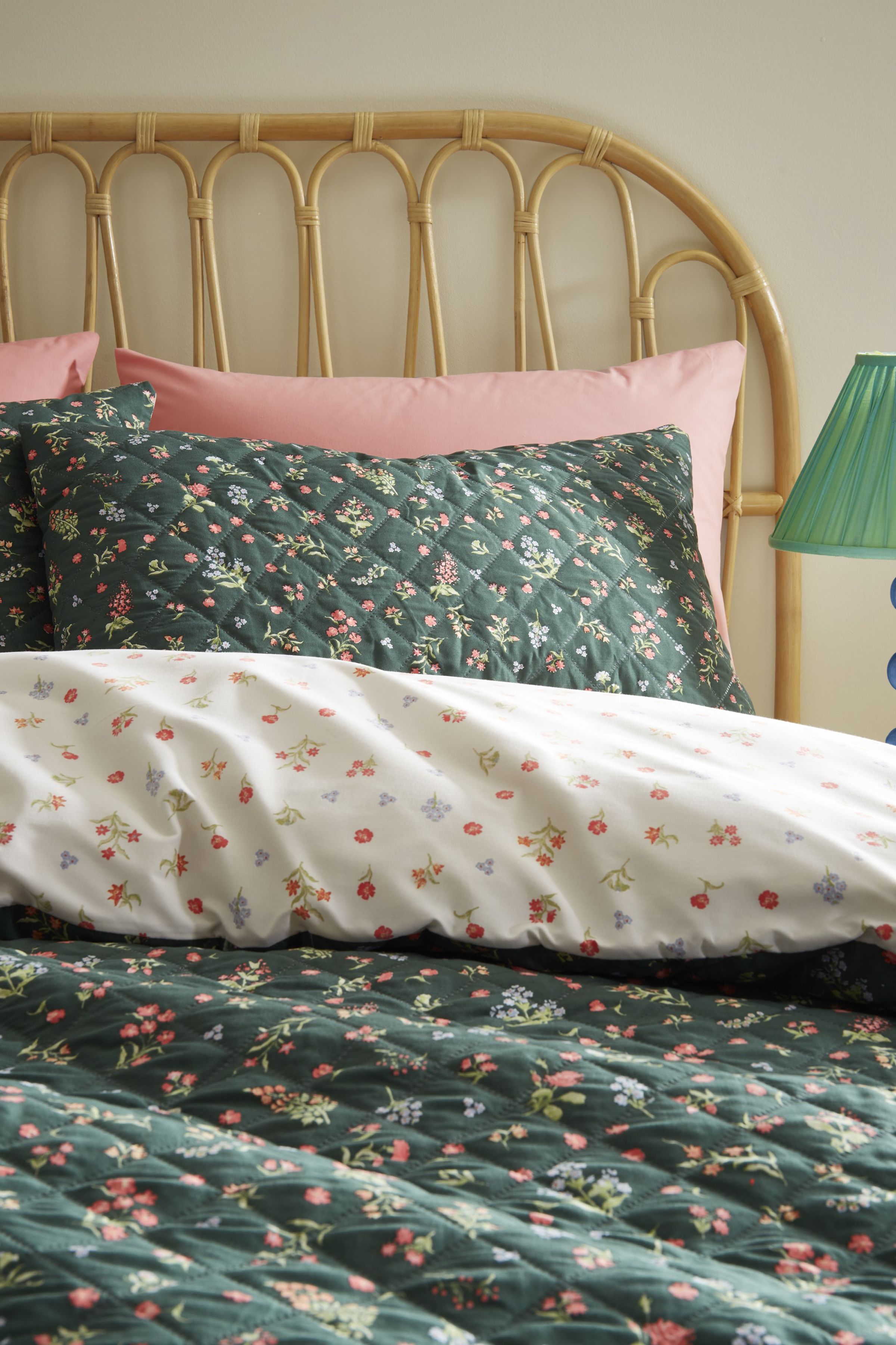 Fusion 'Nelly' Floral Print Textured Finish Duvet Cover Set in Green 2