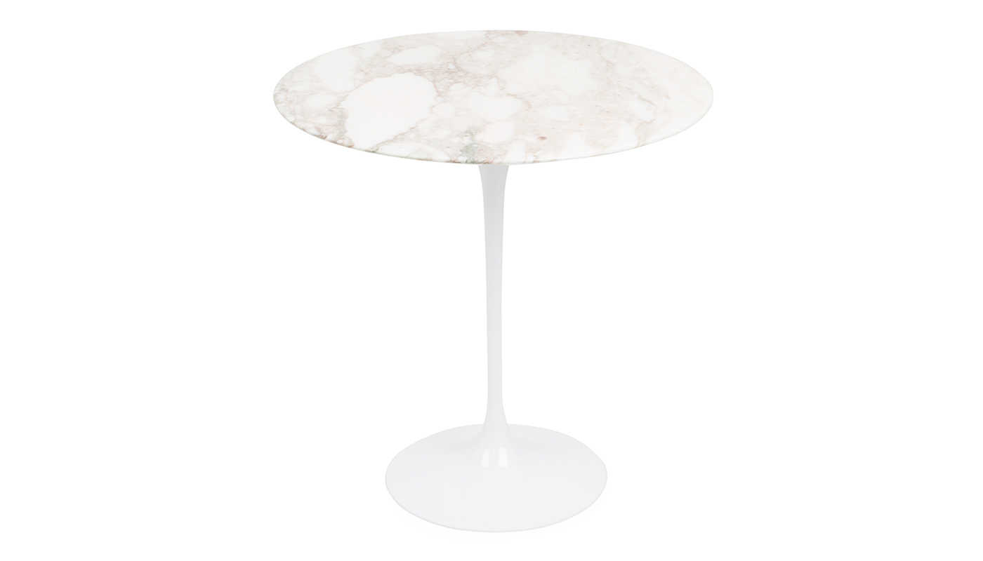 Knoll Saarinen Tulip Round Side Table Arabescato Marble Medium