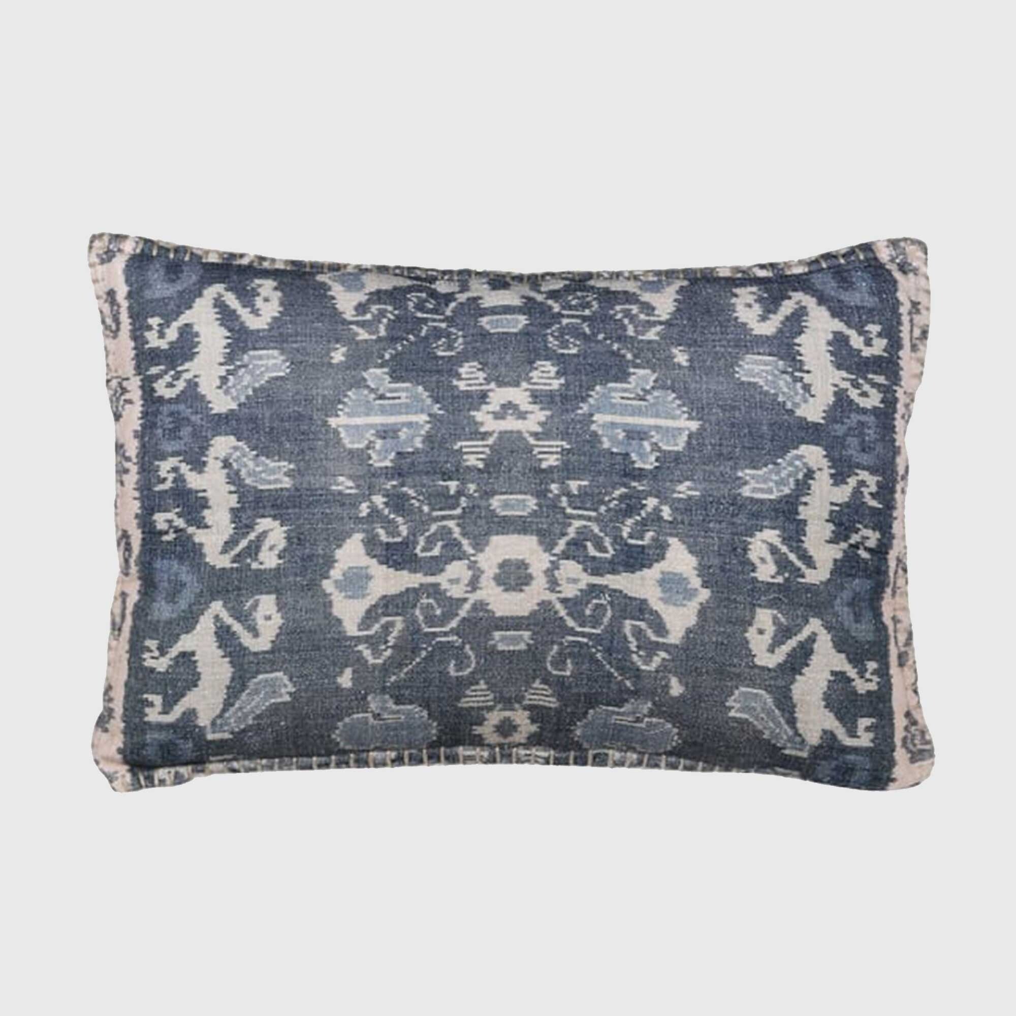 Blue Ikat Cushion, Square Polyester | Barker & Stonehouse