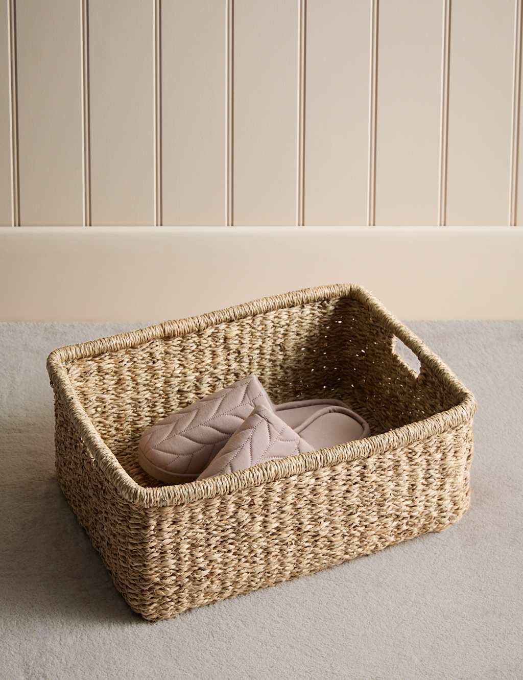 M&S Seagrass Large Rectangular Basket Natural
