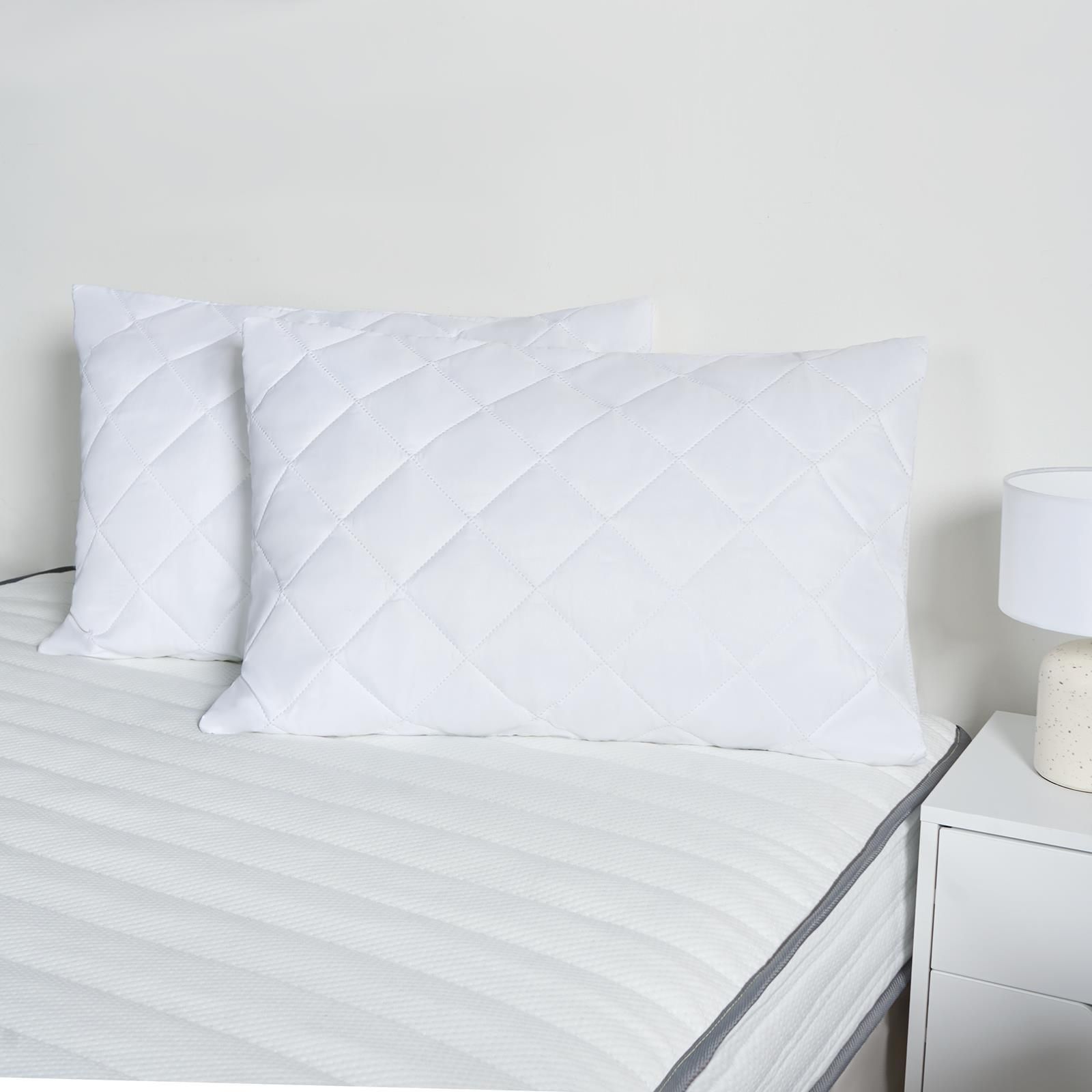 OHS Pillow Protector Cases Soft Touch Cushion Cover 2 Pack Pinsonic Quilted Set Pair in White