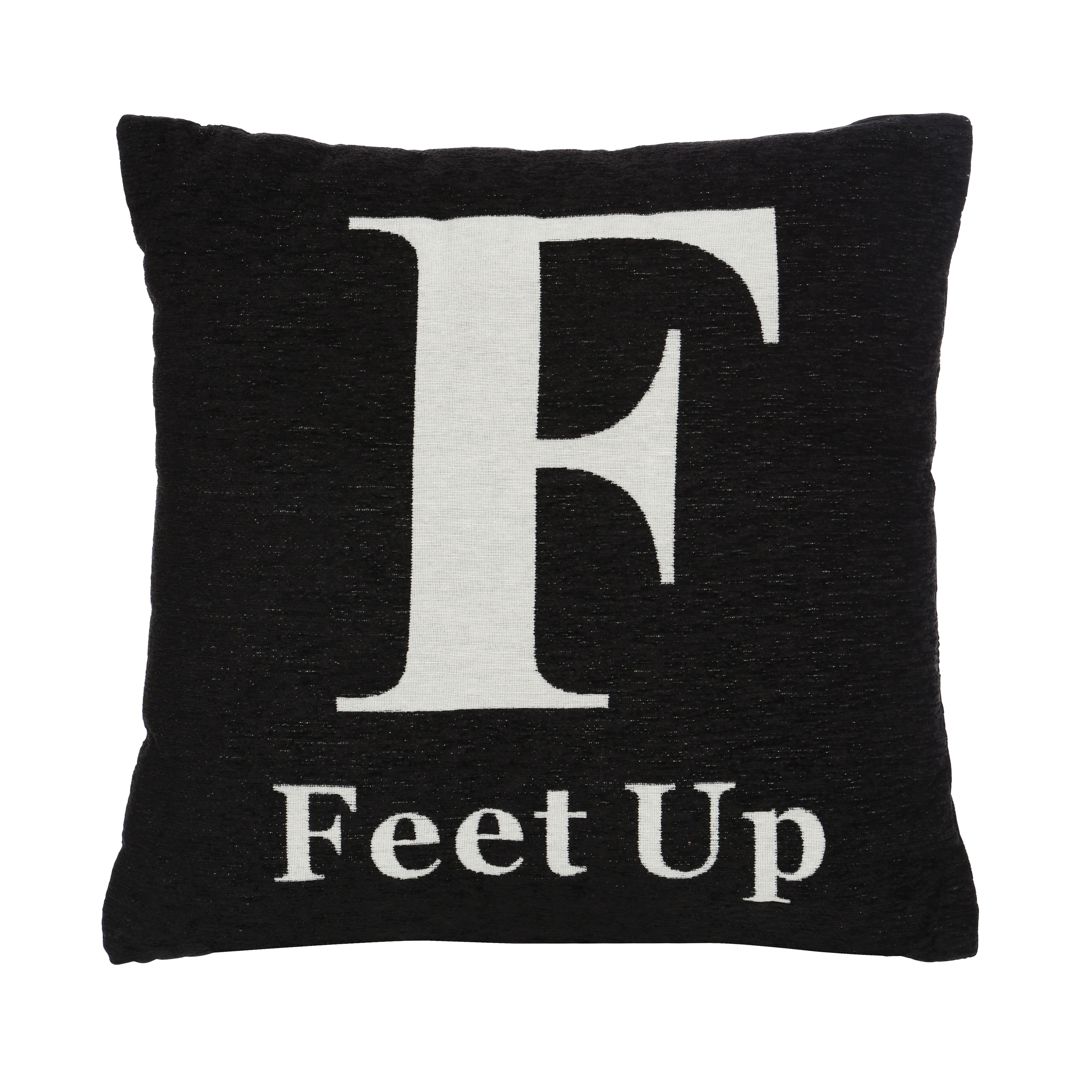 Orsina Feet Up Words Cushion in Black