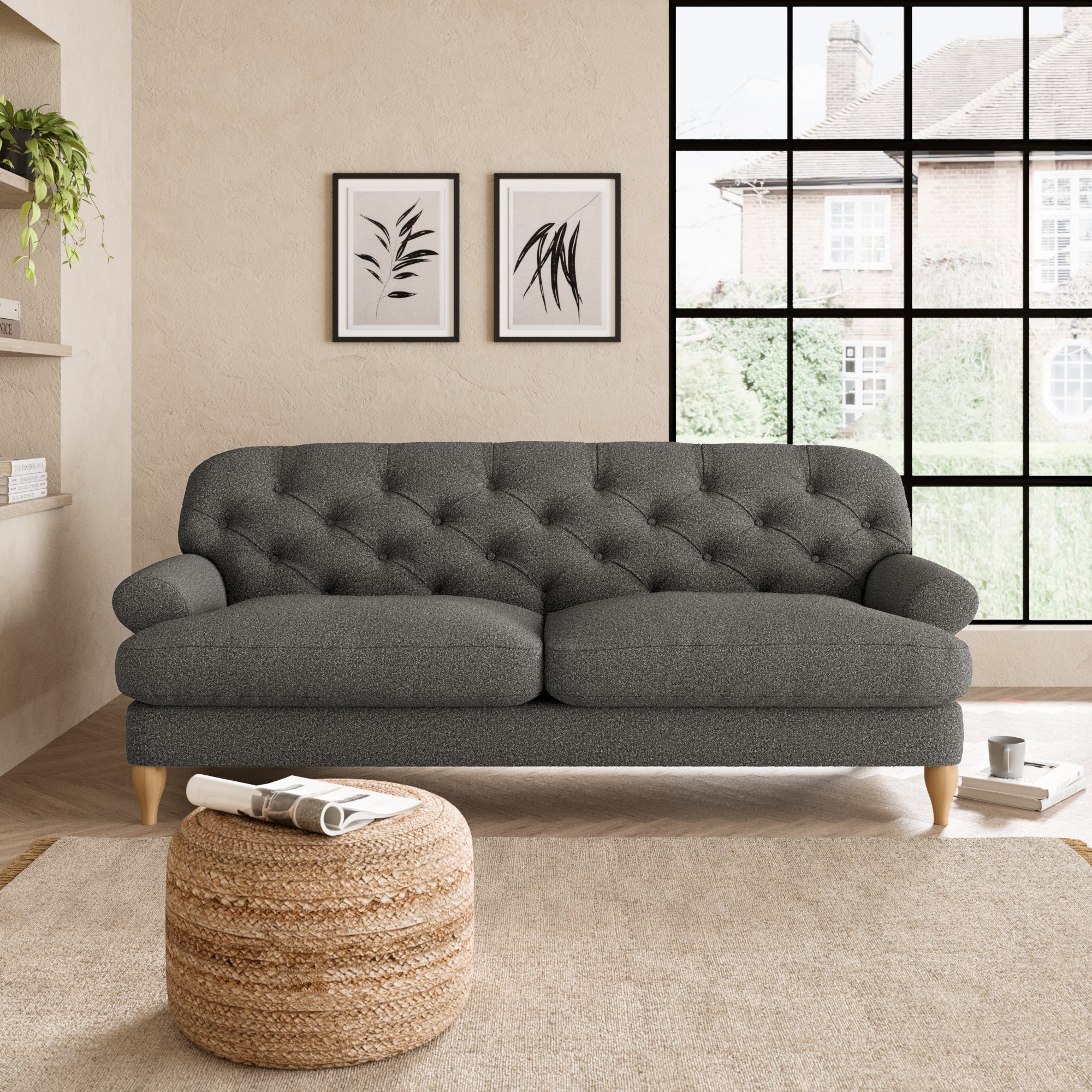 Canterbury Cosy Marl 3 Seater Sofa Grey
