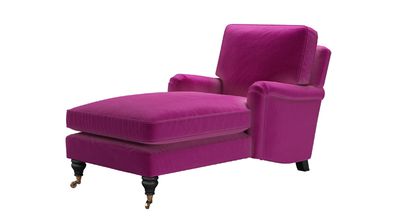 Bluebell Chaise Armchair in Peony Cotton Matt Velvet - sofa.com