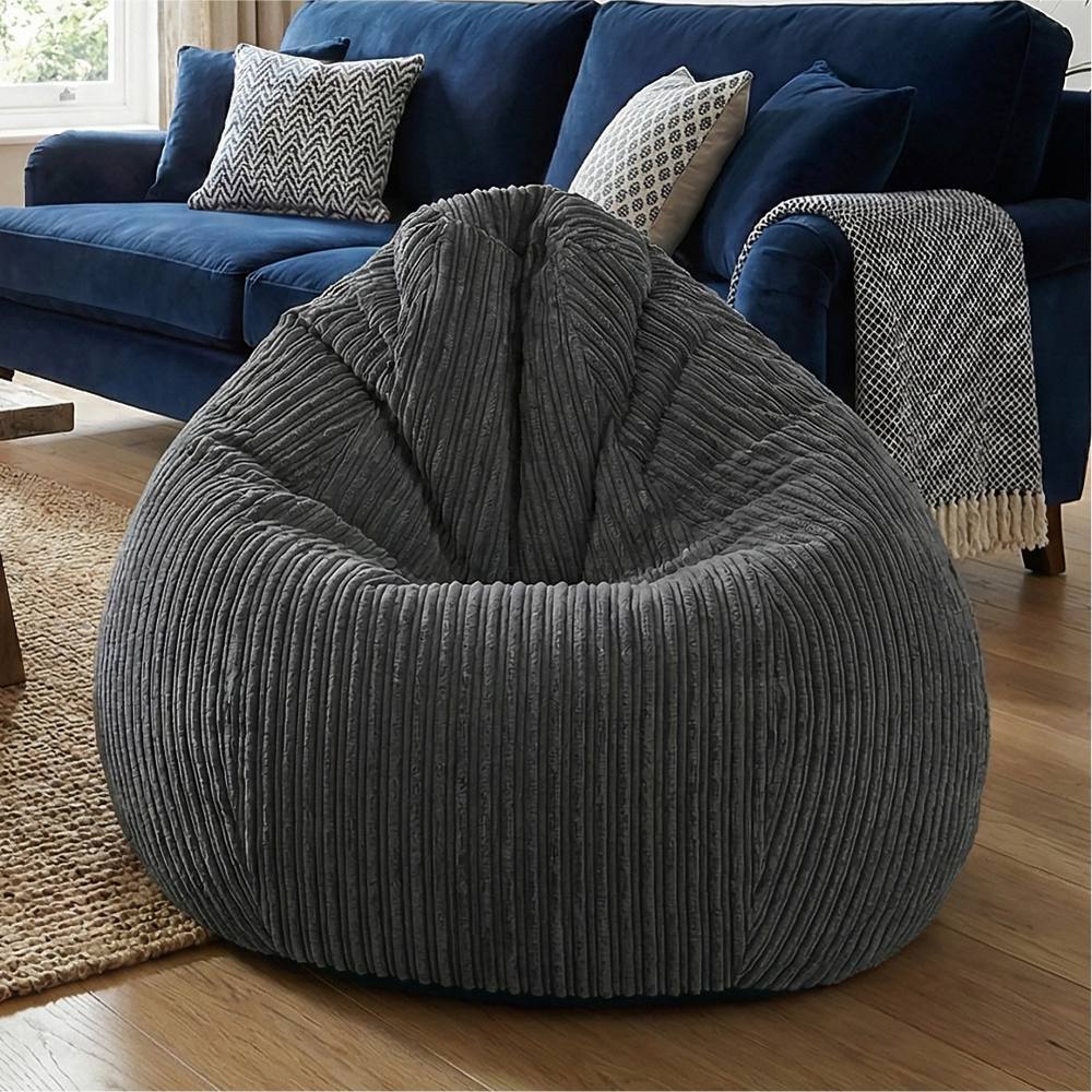 rucomfy Beanbags rucomfy Jumbo Cord Slouchbag - Indoor Classic Bean Bag for Adults in Grey