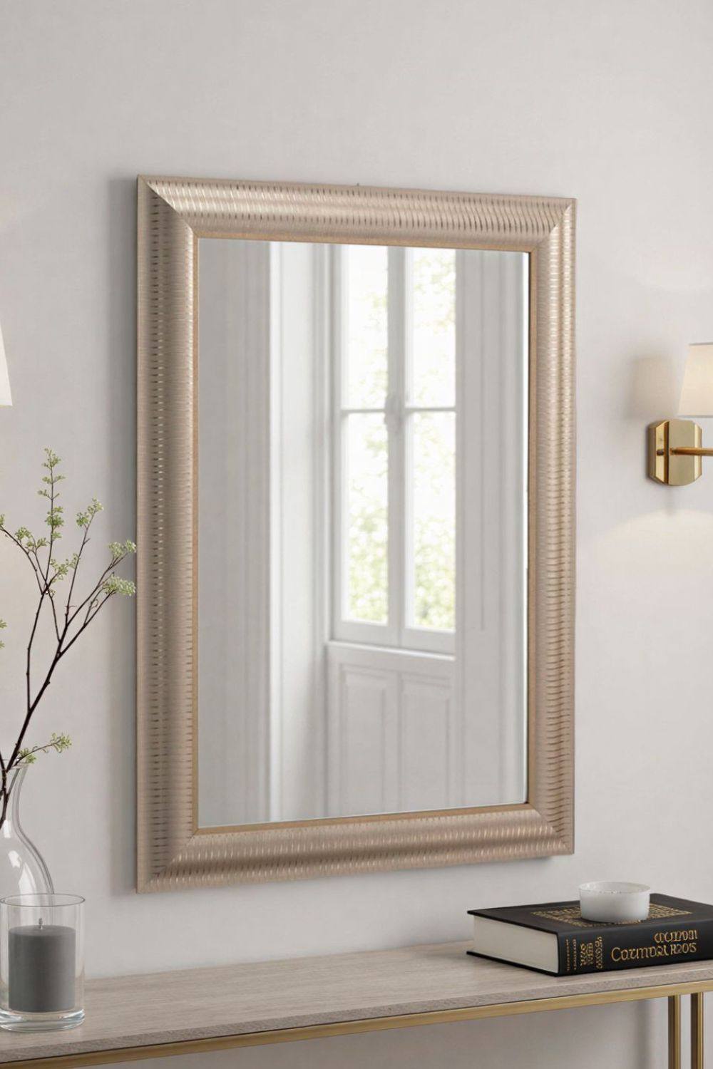 Yearn Mirrors Textured Gold Bevelled Wall Mirror