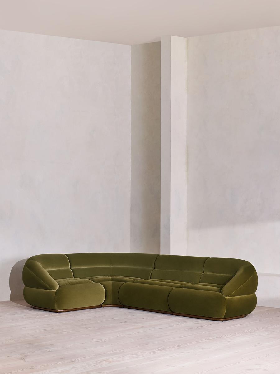 Edison Modular Sofa, L-Shape Sofa, Velvet, Olive