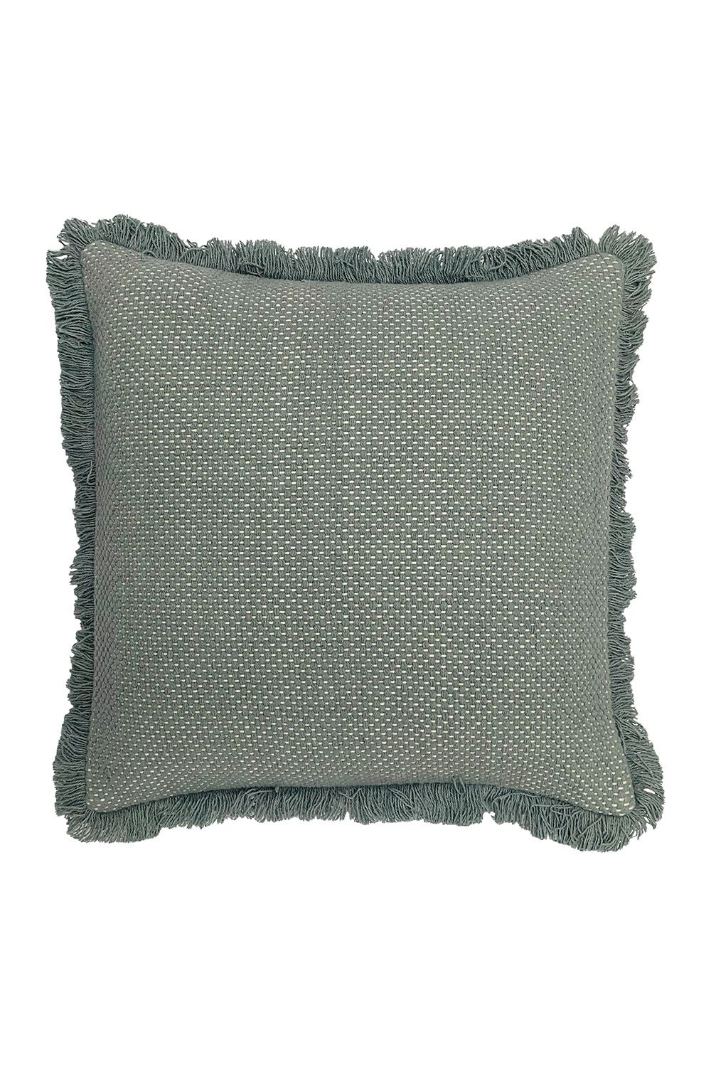 Furn Sienna Twill Woven Fringed Cushion in Teal