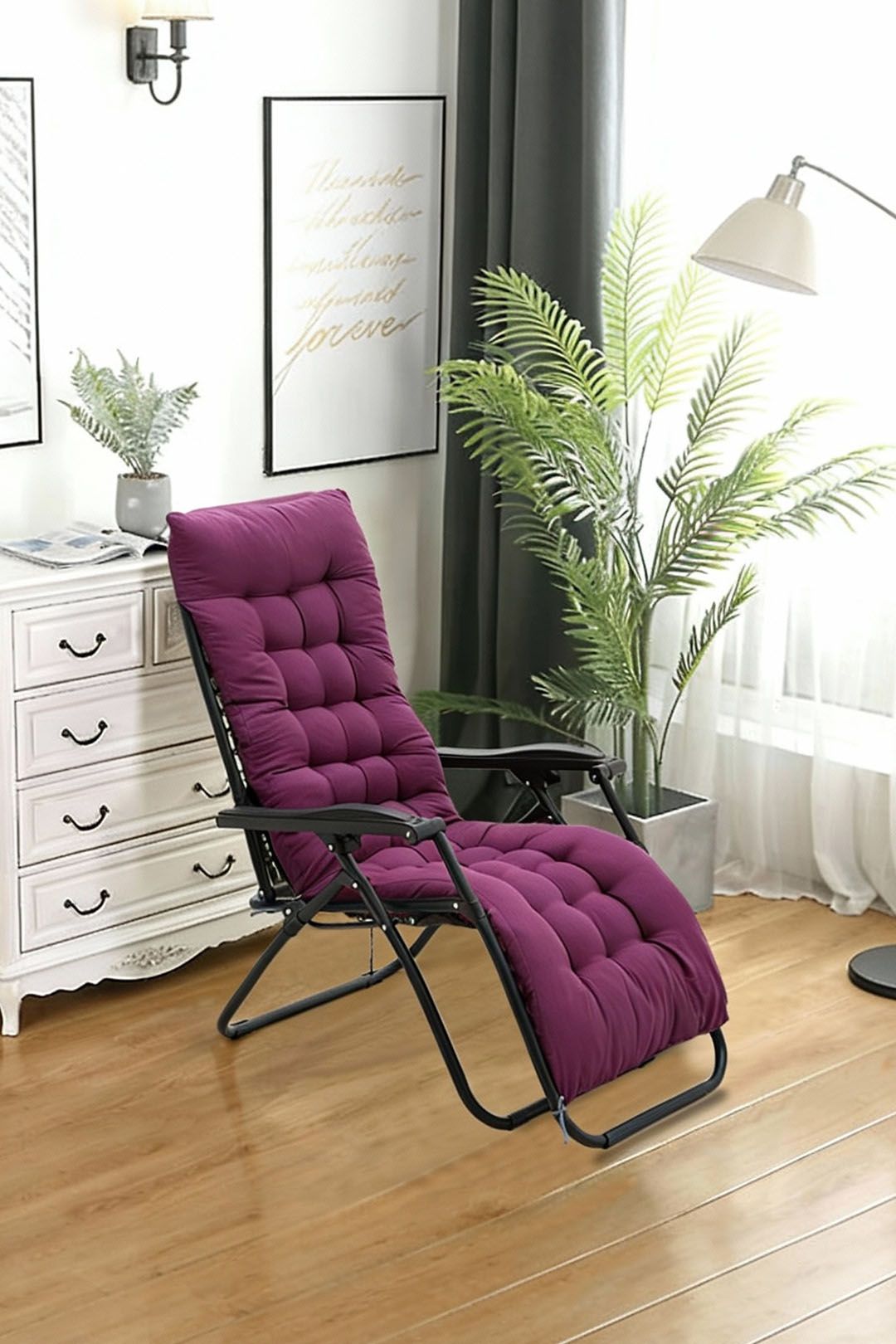 Living and Home 160 cm W x 50cm D Purple Garden Bench Cushion Sun Lounger Cushion