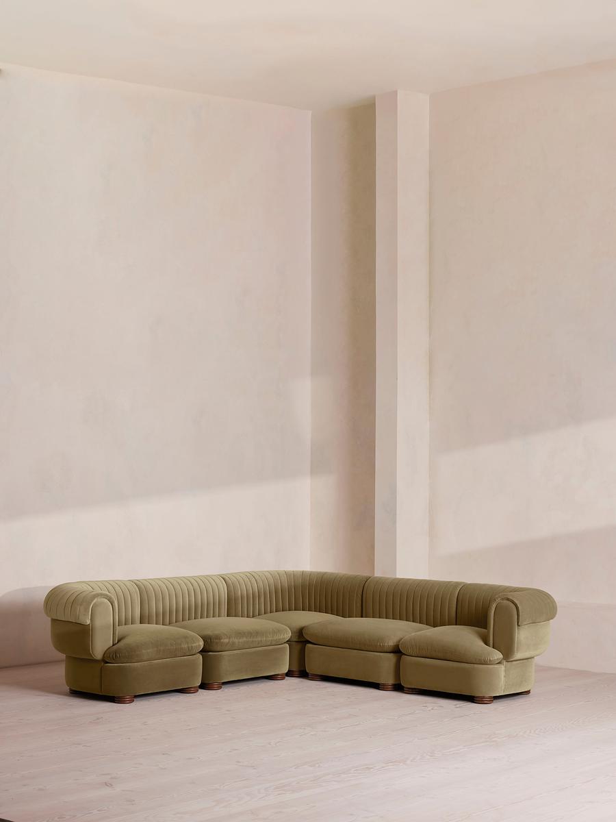 Rava Modular Sofa, Corner Sofa, Velvet, Lichen