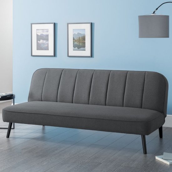 Mckees Curved Back Linen Upholstered Sofabed In Grey
