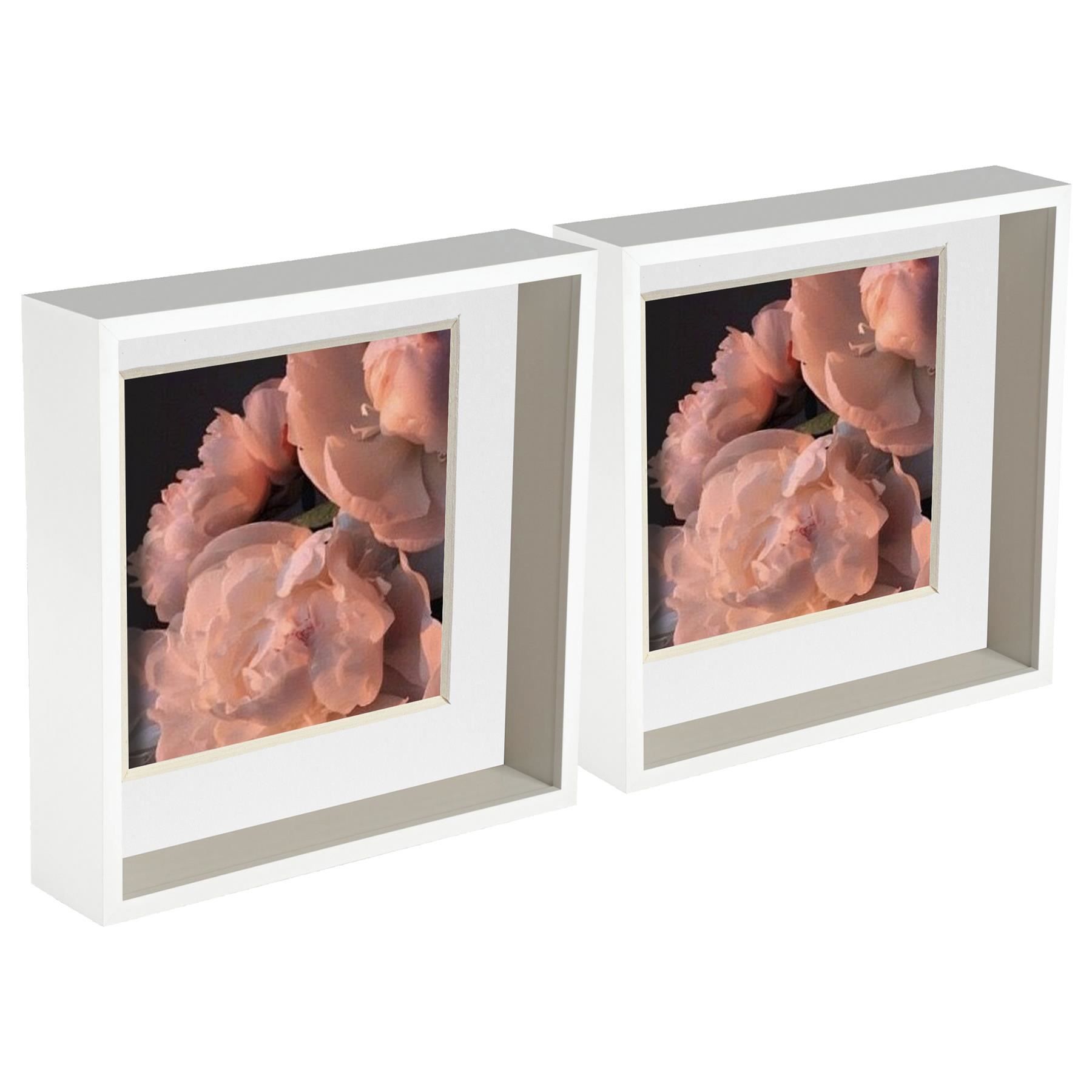 Nicola Spring 3D Deep Box Photo Frames - 10 x 10" with 8 x 8" Mount - White Mount - Pack of 2