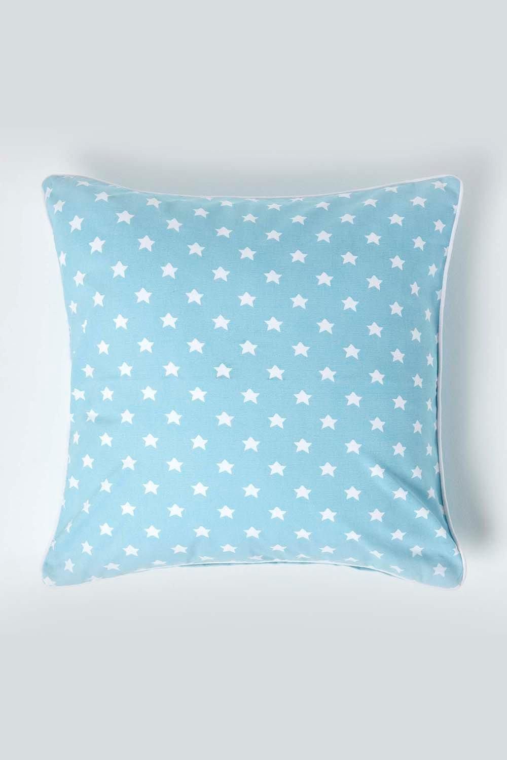 Homescapes Cotton Stars Cushion Cover in Blue