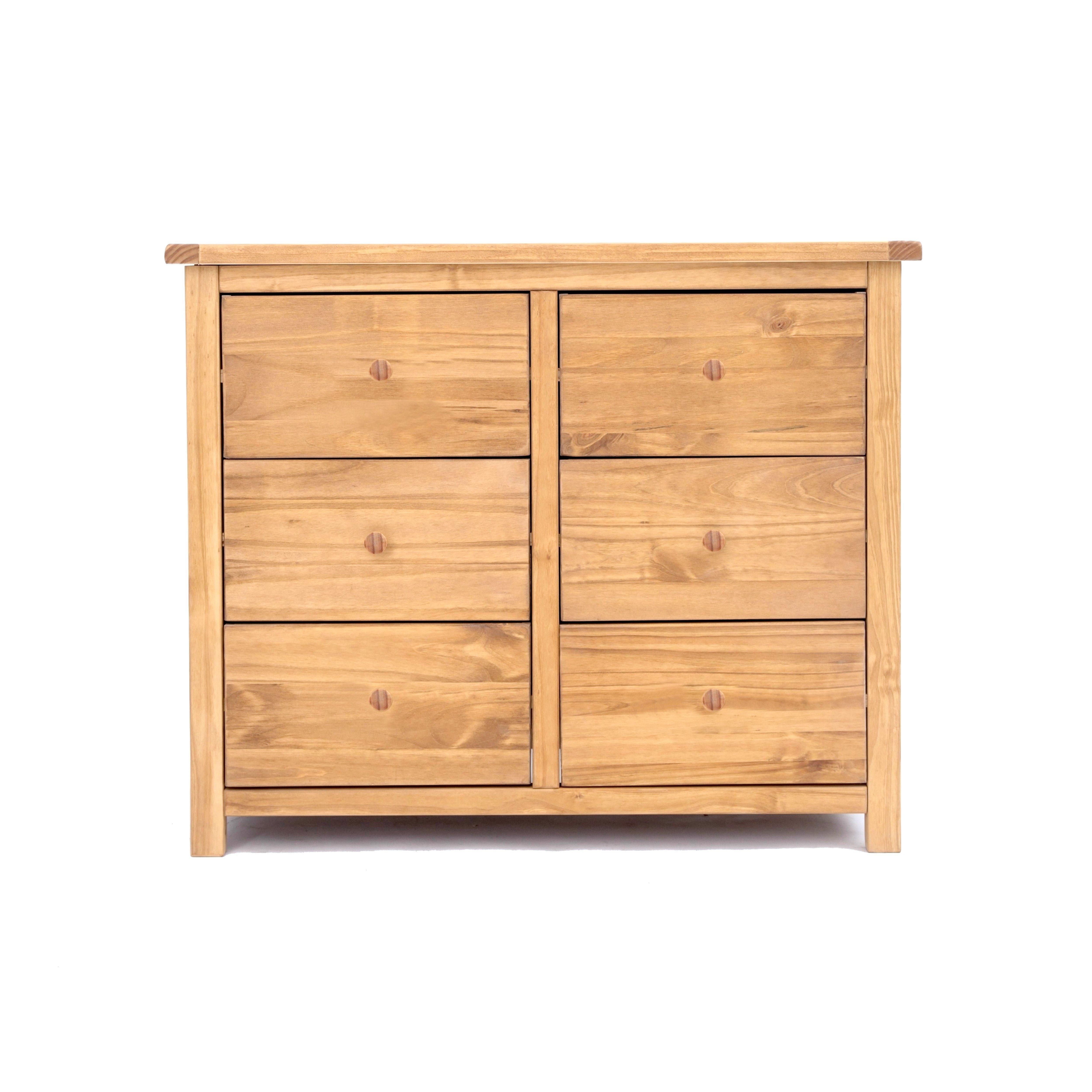 Cabinet Bits Lugo 6 Drawer Chest of Drawers Wood Knob in Light Brown