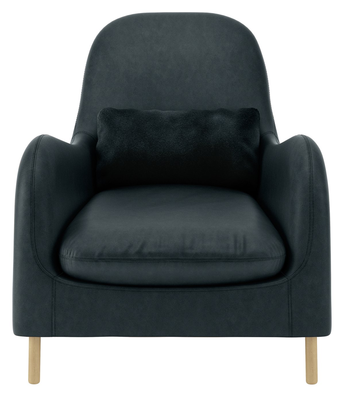 Habitat Smithfield Lux Leather Armchair - Dark grey
