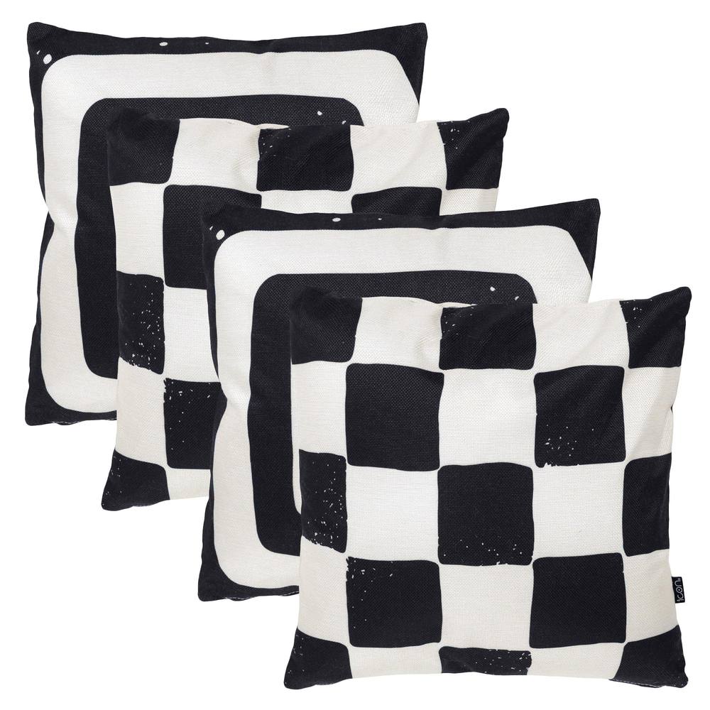 icon 4PK Cushion x2 Checkerboard Mono, x2 Target Mono