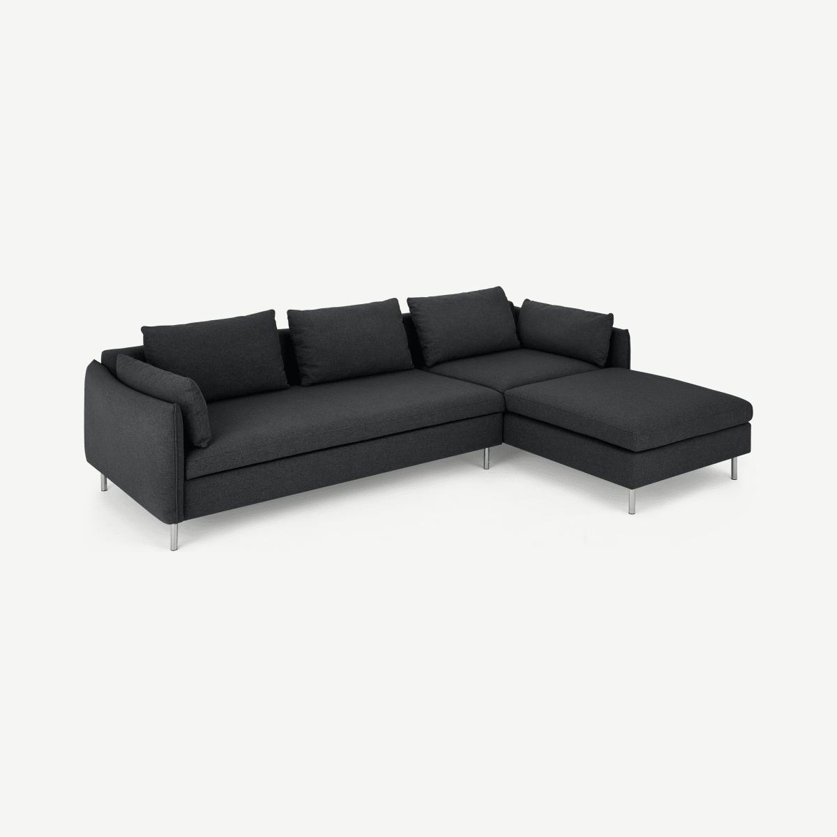 Vento Right Hand Facing Chaise End Sofa Bed, Sterling Grey Fabric