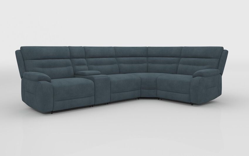Blue Fabric Fenton 3 Corner 1 Sofa with Console