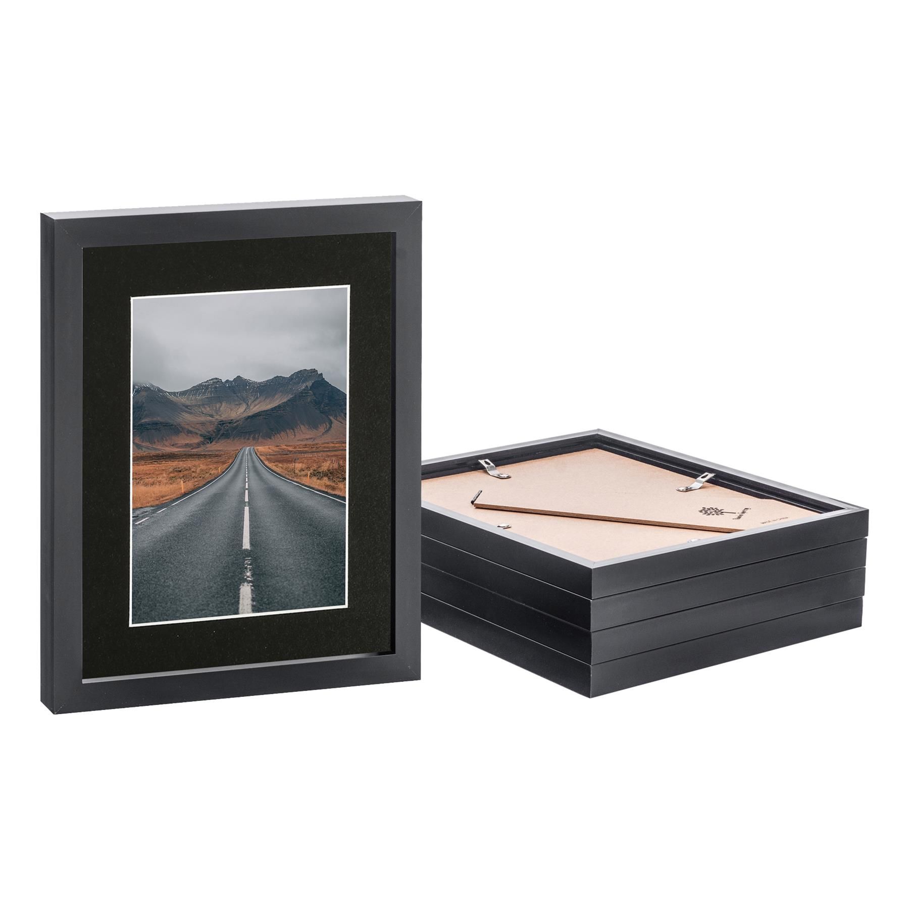 Nicola Spring Photo Frames with 5" x 7" Mount - 8" x 10" - Ivory Mount - Pack of 5 in Black
