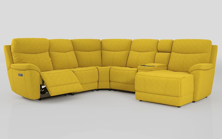 Green Fabric Eldwick 3 Corner 3 Left Hand Facing Power Right Hand Facing Console & Chaise Sofa with Head Tilt