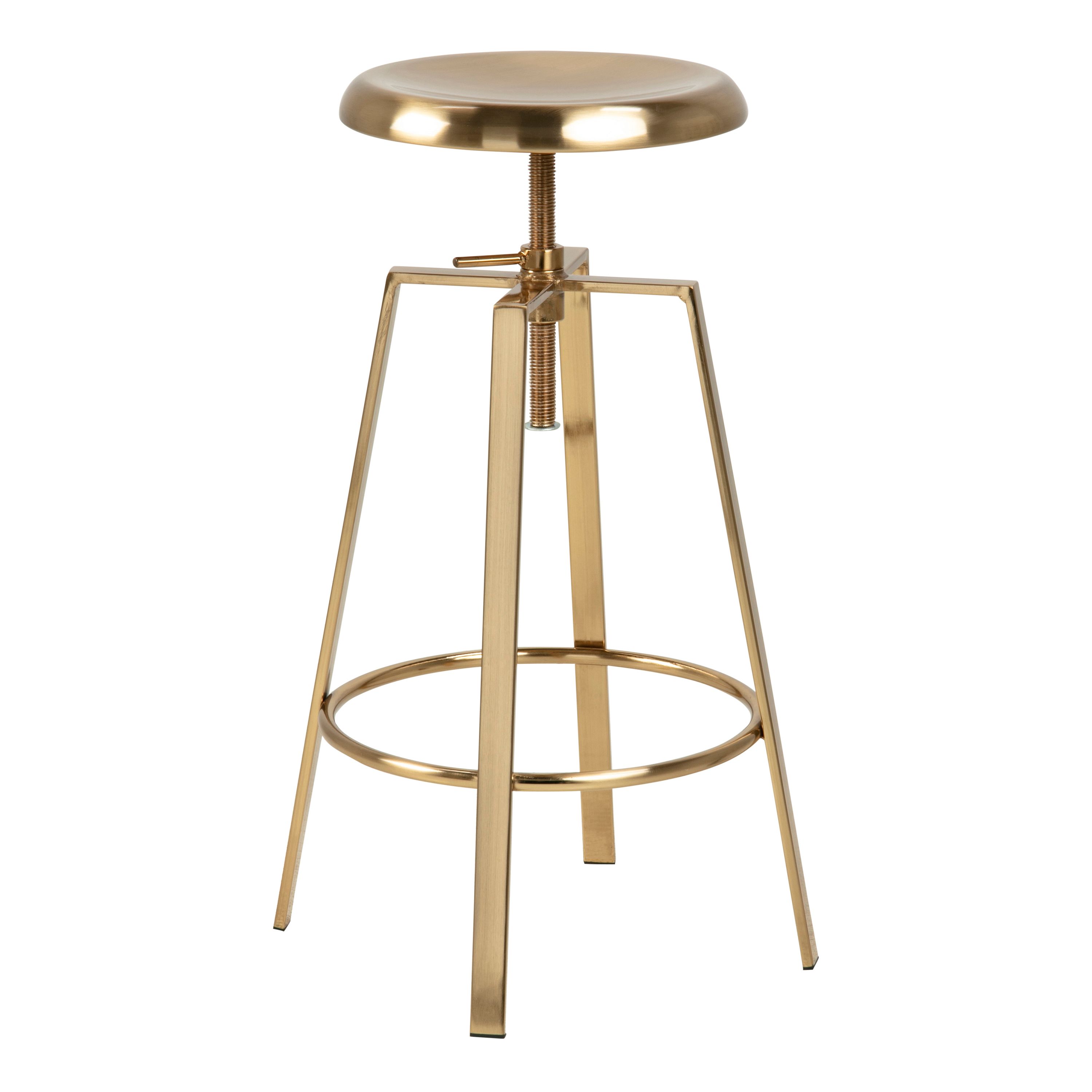 Furniture To Go Goose Bar Stool Without Back in Gold Brushed Steel With Adjustable Height