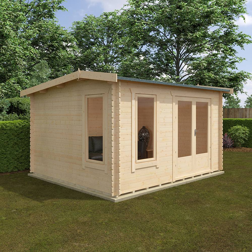 Buttercup Farm 12x10 The Longleat 28mm Cabin - L355 x W295 x H247 cm in Natural 4