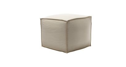 Isaac Small Square Footstool in Moon Smart Cotton - sofa.com