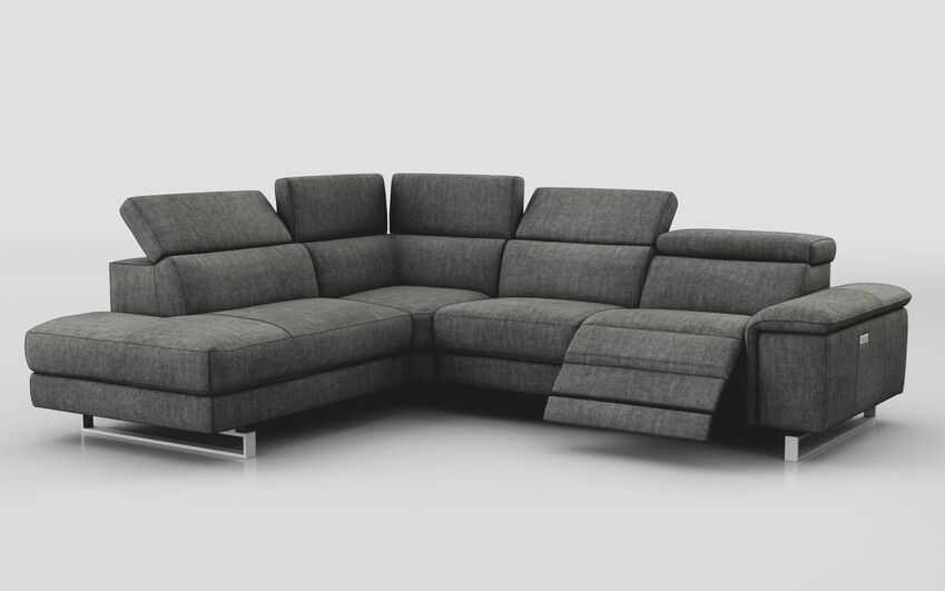 Black Fabric Viserba 2 Corner 3 with Right Hand Facing Power Recliner, Left Hand Facing Chaise & Manual Head Tilt