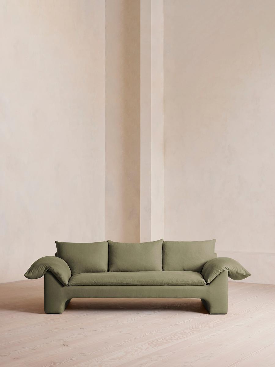 Wyatt Three Seater Sofa, Linen, Sage