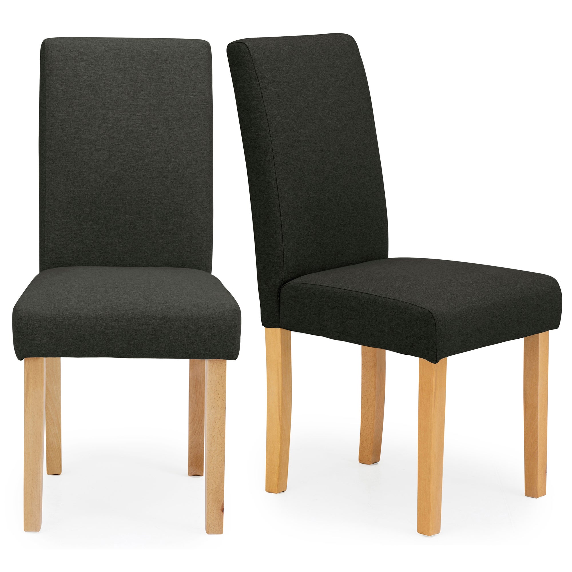 Hugo Set of 2 Dining Chairs Charcoal Fabric Charcoal