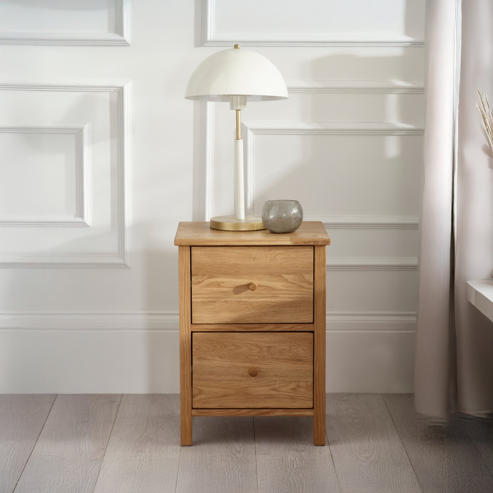 Coxmoor – 2-Drawer Bedside Table – Oak – Wooden - Happy Beds