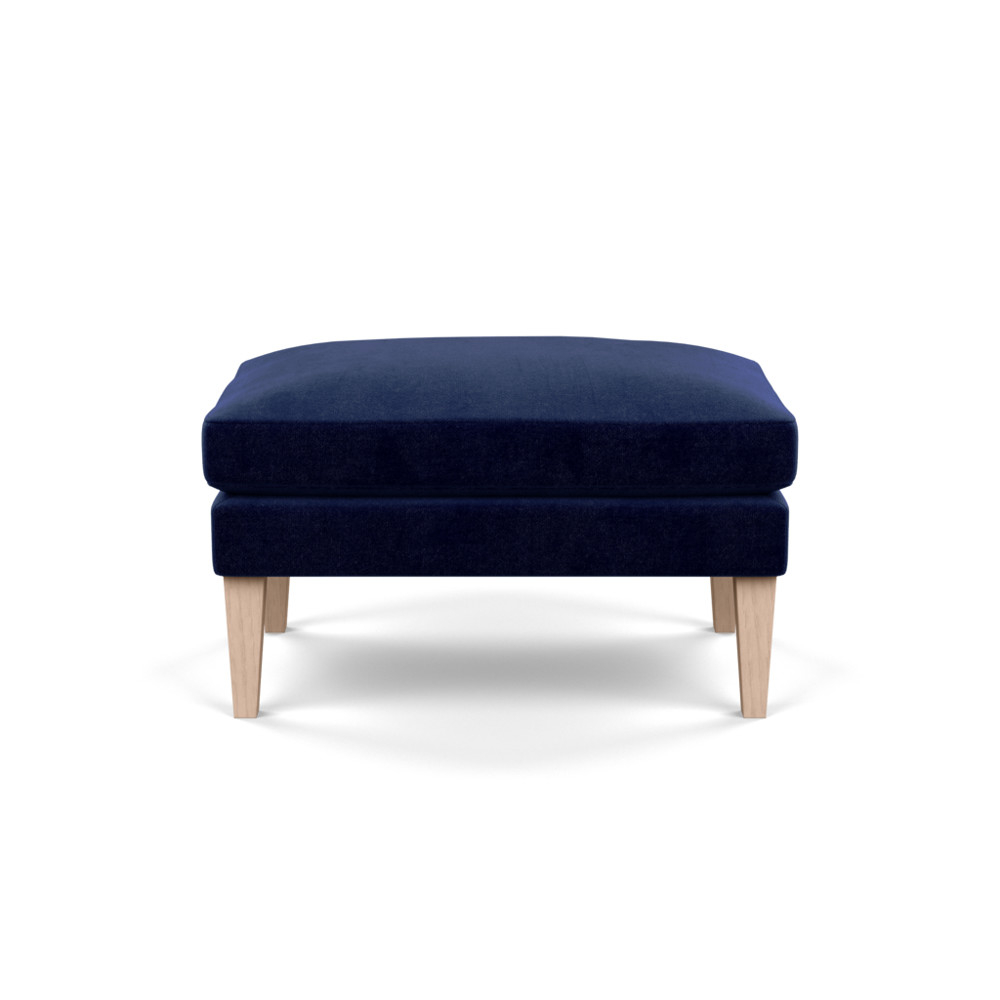 Heal's Wallis Ottoman Smart Luxe Velvet Midnight Natural Ash Feet