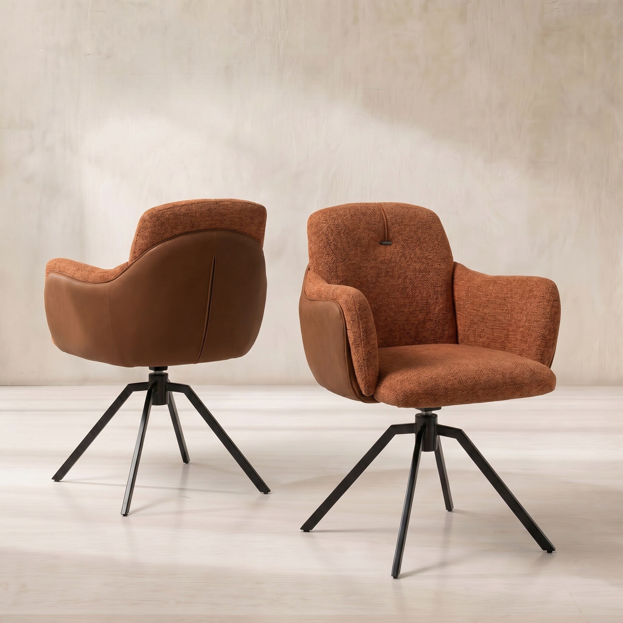 Boden Swivel Dining Chair With Arms, Orange Fabric | Barker & Stonehouse