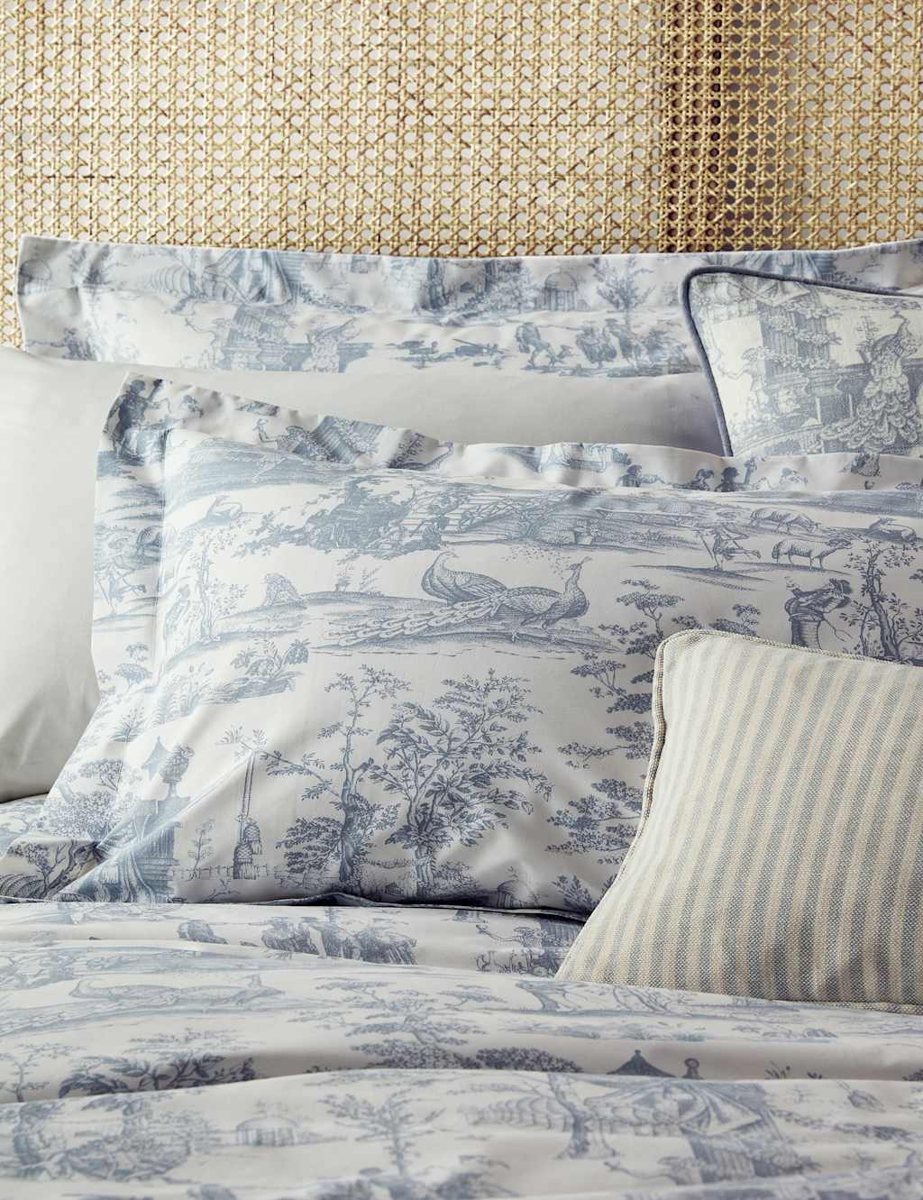 Laura Ashley 2 Pack Braysmith Toile Pillowcases Light Blue Mix
